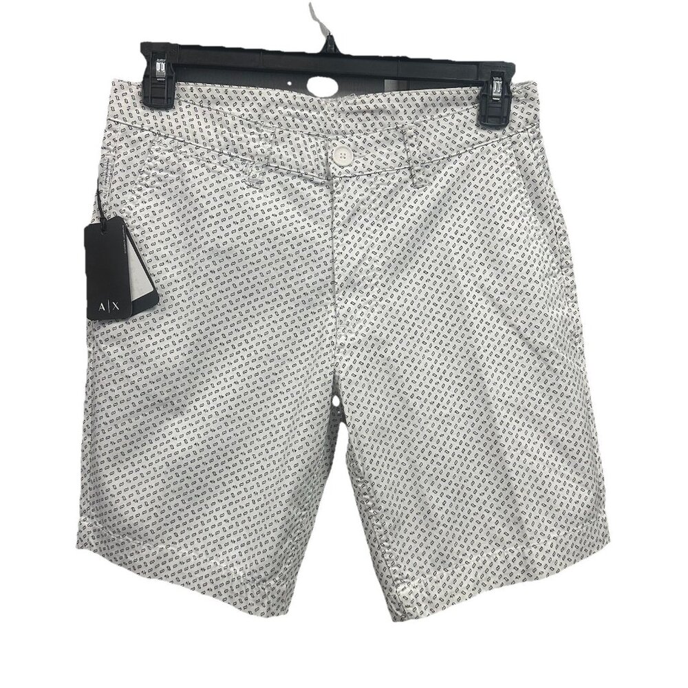 Armani Exchange A|X Men's Size 36 Black Geometric Logo Print 9" Inseam Shorts